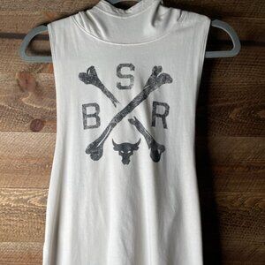 UA Project Rock Blood Sweat Respect Sleeveless Hoodie Tank, Size Small